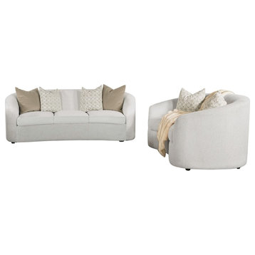 Coaster Rainn 2-piece Modern Fabric Upholstered Tight Back Living Room Set Latte