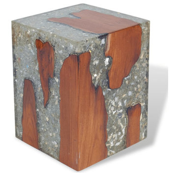 Vidaxl Stool Solid Teak Wood/Resin