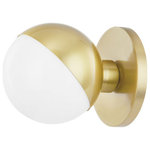 Hudson Valley Lighting - Hudson Valley Lighting 1661-AGB Lodi - 6 Inch 4W 1 LED Bath Bracket - Paying homage to the 1960s, the slightly askew, laLodi 6 Inch 4W 1 LED Aged Brass Opal GlasUL: Suitable for damp locations Energy Star Qualified: n/a ADA Certified: n/a  *Number of Lights: 1-*Wattage:4w LED bulb(s) *Bulb Included:No *Bulb Type:LED *Finish Type:Aged Brass