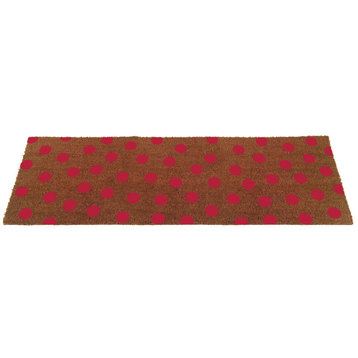 Polka Dot Coir Doormat, Pink, 24"x72"