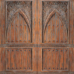 Moroccan Style Hand Carved Mahogany Prehung Double Door - Front Doors