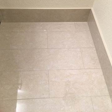 MASTER BATHROOM - Free Standing Tub / Crema Marfil Tile / White Reef Granite