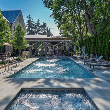 River Forest, IL Rectilinear Swimming Pool with Hot Tub
