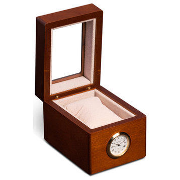 Cherry Wood Watch Box, Quartz Movement Clock