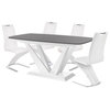 FETTO Dining Set, Grey/White Table/White Chairs