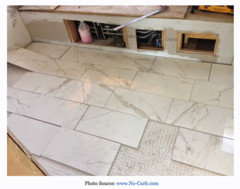 Help 6 X 24 Tiles Are Bowing Here I M Playing With The Tile Trying To Find A Nice Flow Veining Detail Thinner Tiles Tend Bow Little More We Just Installed Some Last Year