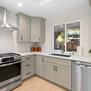 Modern Greige RTA Kitchen Cabinets with Quartz Countertops | The Cabination
