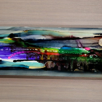 Twilight in Space - Colorful Modern Metal Wall Art, Unique Abstract Painting