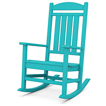 Patio Rocking Chair, All Weather Plastic Frame With Slatted Seat, Aruba