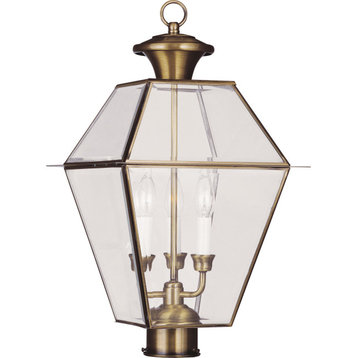 Westover Outdoor Post Lantern - Antique Brass, 3
