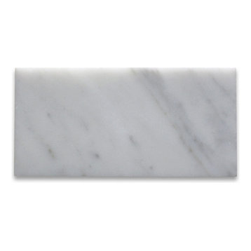 3x6 Carrara Marble Subway Tile Polished Venato Bianco White Carrera, 100 sq.ft.