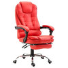 HomCom Reclining PU Leather Executive Home Office Chair with Faux Leather, Red