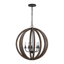 Feiss Allier 5-Light Weathered Oak & Forged Iron Large Pendant - Products