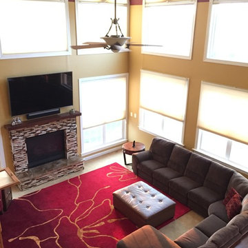 Two-Story Family Room - Made Warm and Cozy