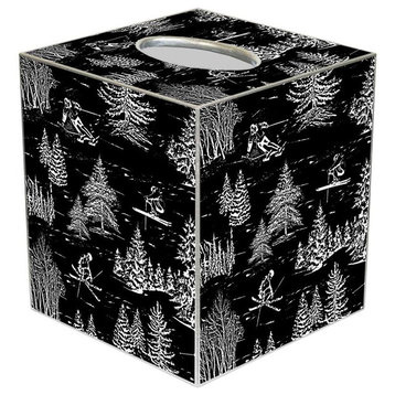 TB1711- Black Ski Toile Tissue Box Cover
