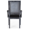 Zentner Wood and Cane Upholstered Dining Chair, Black + Gray, Set of 4