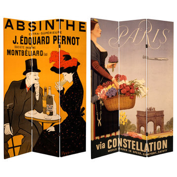 6' Tall Double Sided Absinthe Canvas Room Divider