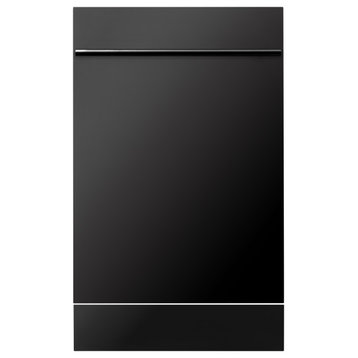 18" Compact Black Stainless Steel Dishwasher, Modern Handle