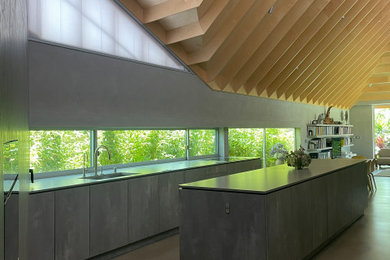 Mid-sized trendy l-shaped kitchen photo in Orange County