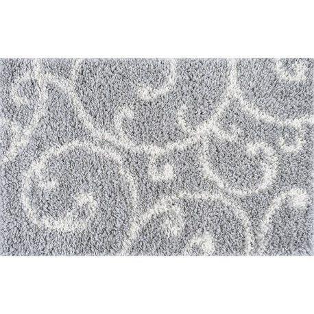 Benji Transitional Floral White Scatter Mat Rug, 2'x3'