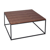 Kensal Walnut Square Coffee Table, Black Base
