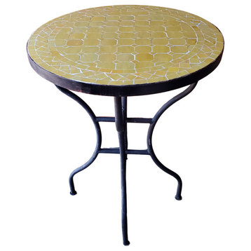20" Honey Mustard Moroccan Mosaic Side Table, Choice Of Table Height