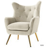 Tufted Accent Chair With Golden Legs, Tan