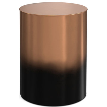 Curtis Metal Cylinder Accent Table, Ombre Black /Copper