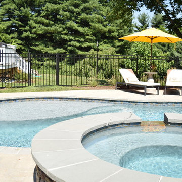New Pool, Fireplace, retaining walls, Deck plantings