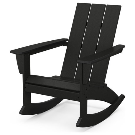 POLYWOOD Modern Adirondack Rocking Chair, Black