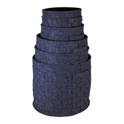 Round Felted Woven Storage Baskets, Set of 5, 14 inches, Dark Grey - Products