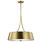 Kichler Lighting - Maclain 4-Light 24" Incandescent Round Pendant, Natural Brass - This 4 Light Round Pendant from the updated Maclain collection features smooth lines in a Natural Brass finish with subtle and pleasing Satin Etched White glass.