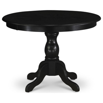 Kitchen Table, Wire Brushed Black Color Top, Asian Wood Table Pedestal Legs