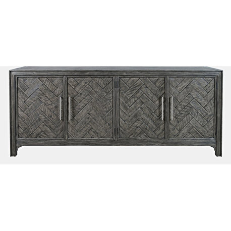 Gramercy Mid-Century Modern Chevron Four Door 79 Accent Cabinet