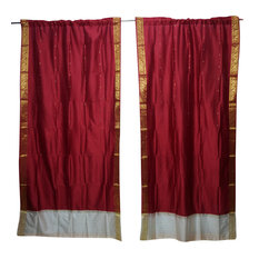 2 Maroon Sheer Sari Panel Rod Pocket Curtains Home Drapes 84x44