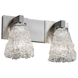 Contemporary Bathroom Vanity Lighting Veneto Luce Modular Bath Bar, Short Tapered Cylinder With Lace Glass