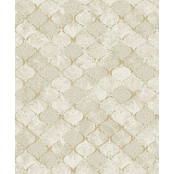 Pilak Gold Ogee Tile Wallpaper Sample