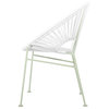 Concha Indoor/Outdoor Handmade Dining Chair, White Weave, Chrome Frame