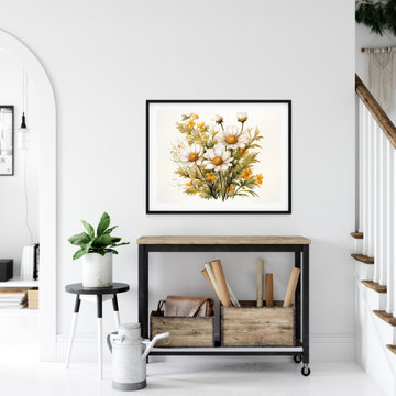 Wildflower Harmony Daisies Watercolor Painting Digital Floral Illustration