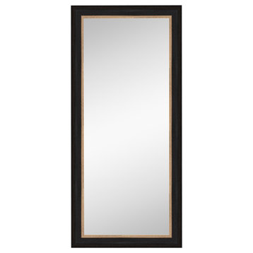 Vogue Black Non-Beveled Full Length Floor Leaner Mirror - 30.5 x 66.5 in.