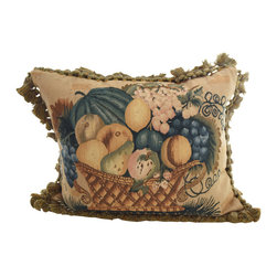 Antique European Tapestry Pillow with Basket of Fruit - Products
