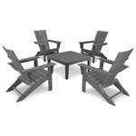 Polywood - Polywood Quattro 5-Piece Conversation Set, Slate Gray - Simple to fold flat and travel with you by removing two pins at the front of the chair, the Quattro Folding Adirondacks pair beautifully with the POLYWOOD Modern Conversation Table for a cozy backyard, patio, or beach space. This set is constructed of durable POLYWOOD lumber available in a variety of attractive, fade-resistant colors and will never require painting, staining, or waterproofing.