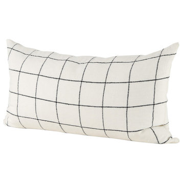 Suzanne 14x26 White With Black Square Pattern Decorative Pillow Cover