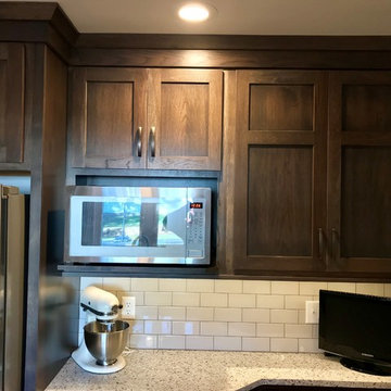 Cambridge Kitchen Remodel Koch Cabinets Hickory Stone MSI Quartz Peppercorn Whit