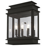 Livex Lighting - Princeton 3-Light Wall Lantern, Black - The Princeton collection is a fresh interpretation on the classic English pocket lantern.  Hand crafted solid brass, our Princeton fixtures are built for lasting beauty. This outdoor wall light features a black finish and clear glass. This old world charm is built to last.