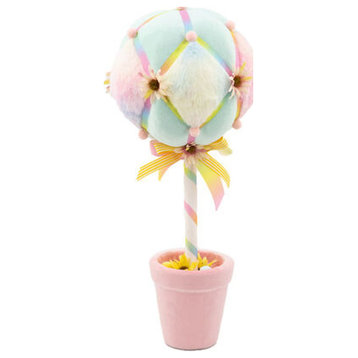 December Diamonds Cotton Candy Land Small Pastel Topiary Ball In Pink Pot