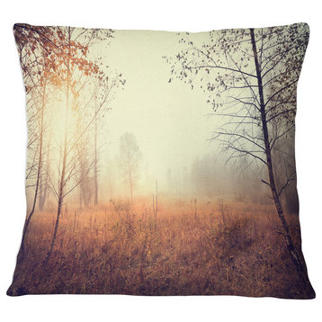 Charming Rural Field in Morning Landscape Printed Throw Pillow, 16"x16"