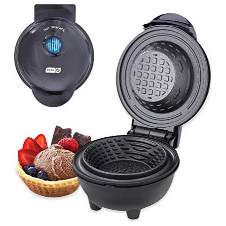 Mini Waffle Bowl Maker for Breakfast, Burrito Bowls, Ice Cream and Other Sweet, Black