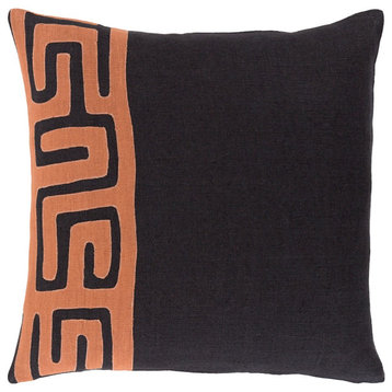 Nairobi by Surya Down Fill Pillow, Burnt Orange/Black, 18' Square