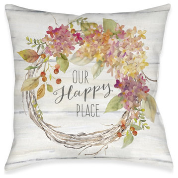 Our Happy Place Indoor Pillow, 18"x18"